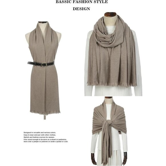 Swat Pany Scarf For Women Winter Pashmina Shawls  For Women Wedding Shawls-Khaki - Picture 5 of 7